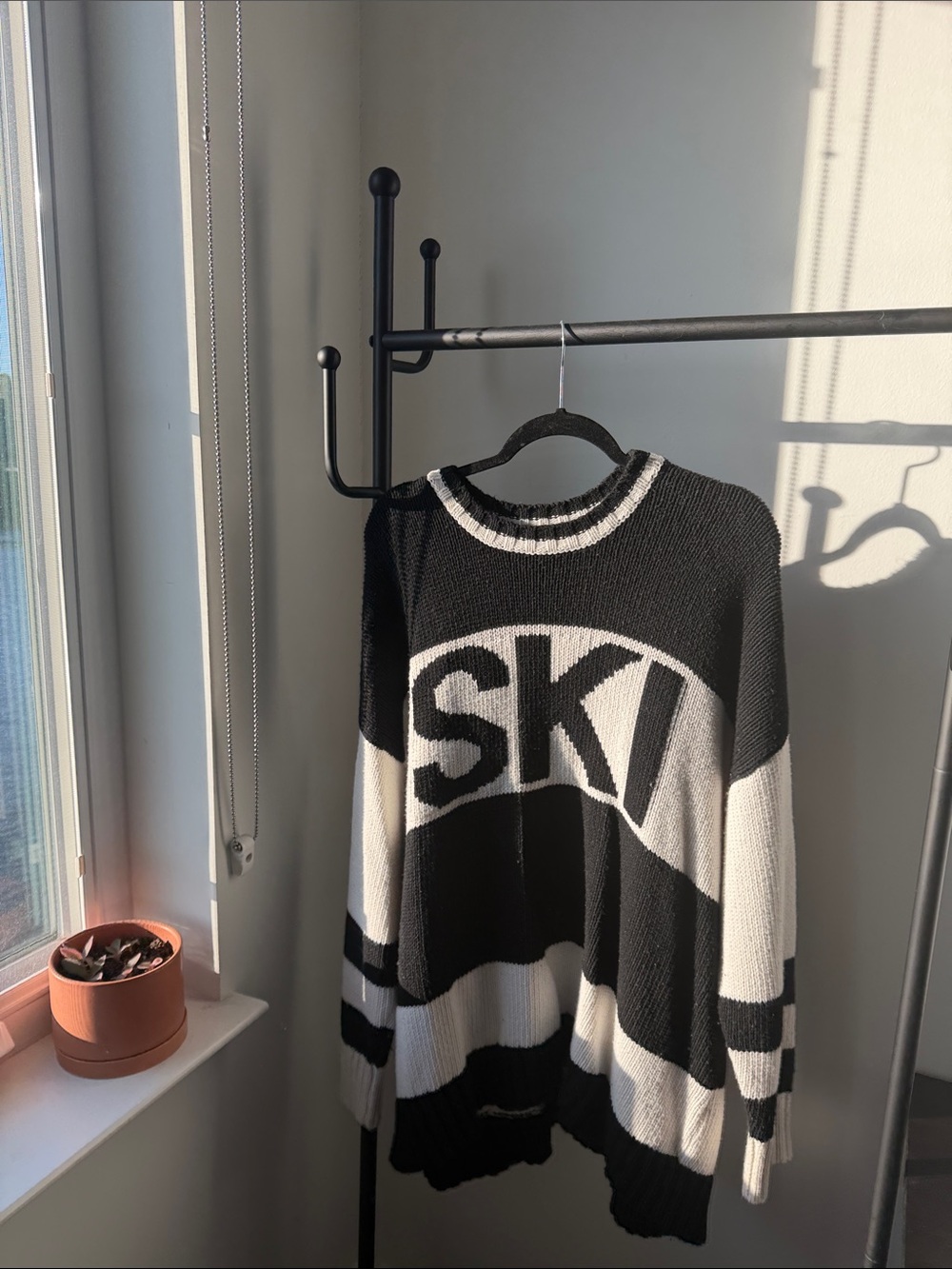 Show Me Your MuMu Black & White 'SKI' Colorblock Crewneck Sweater